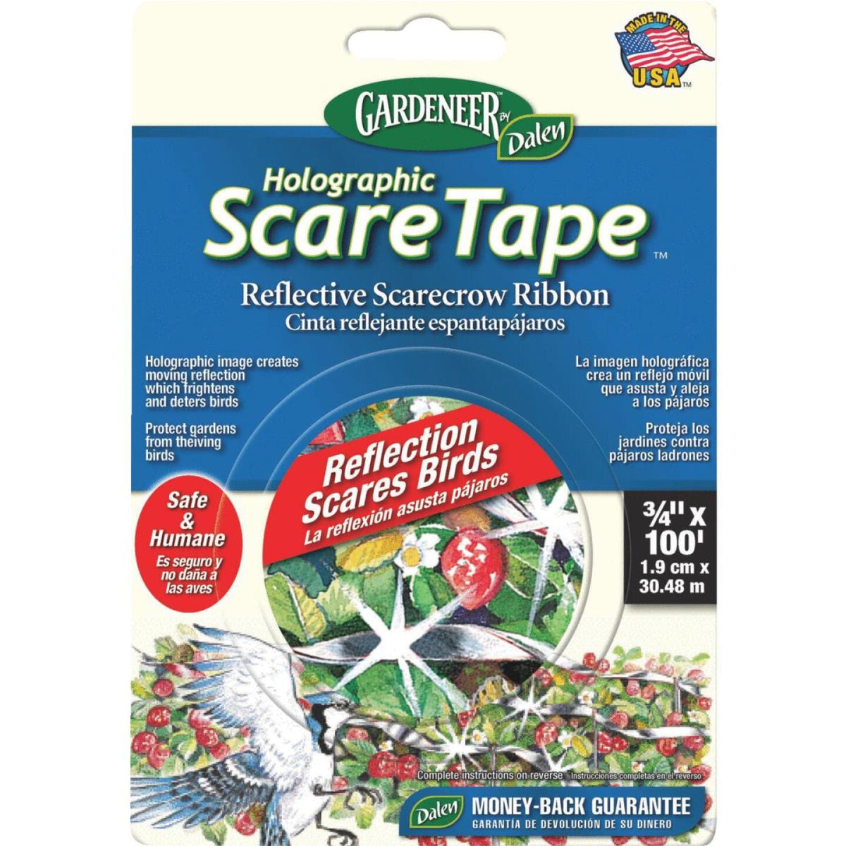 Gardeneer Holographic Scare Tape 3/4 In. W. x 100 Ft. L. Bird Deterrent  Tape - Fort Worth, TX - Handley's Feed Store