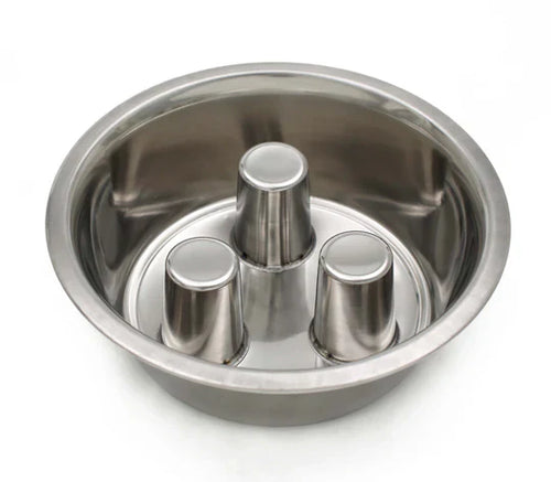 Brake-Fast Standard Stainless-Steel Slow Feed Dog Bowl