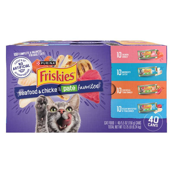 Friskies Seafood & Chicken Paté Favorites Wet Cat Food 40 Ct Variety Pack