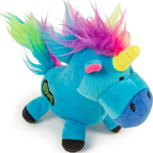 GODOG UNICORNS DURABLE PLUSH DOG TOY (LARGE, BLUE)