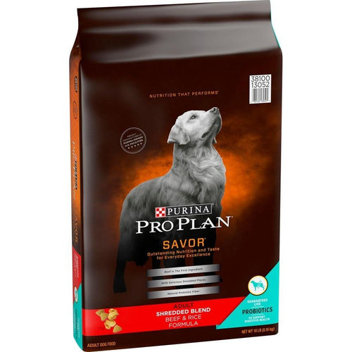 Purina Pro Plan Savor Adult Shredded Blend Beef & Rice Formula Dry Dog Food