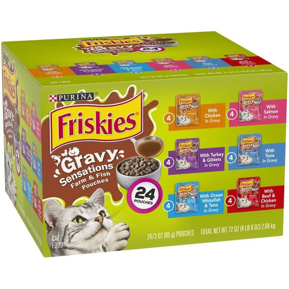 Friskies Gravy Sensations Variety Pack Cat Pouches Wet Cat Food