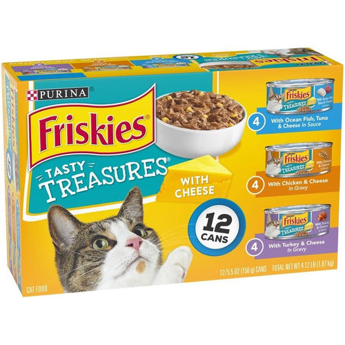 Friskies tasty treasures with cheese 2025 variety pack canned cat food