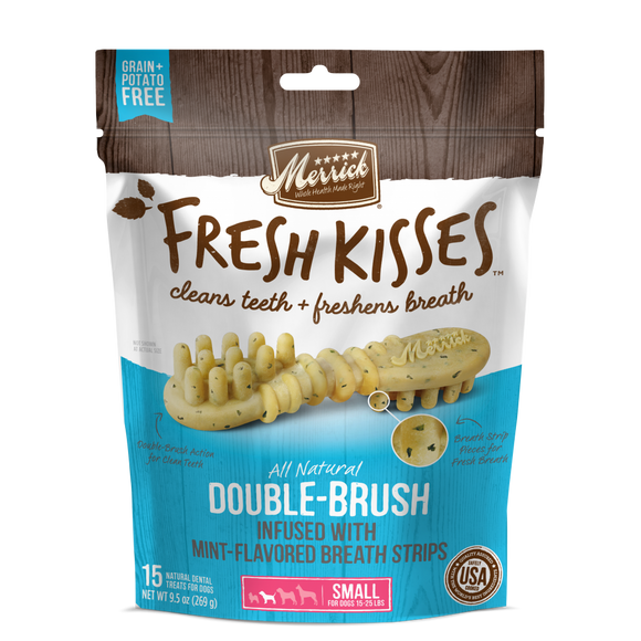 Merrick Fresh Kisses Grain Free Mint Breath Strips Small Dental Dog Treats