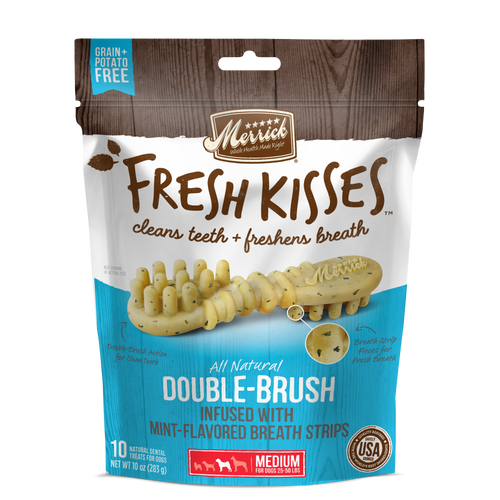 Merrick Fresh Kisses Grain Free Mint Breath Strips Medium Dental Dog Treats