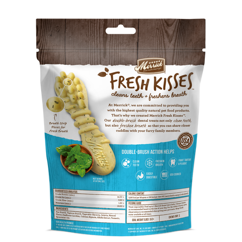 Merrick Fresh Kisses Grain Free Mint Breath Strips Large Dental Dog Treats