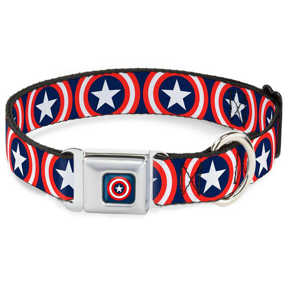 Buckle-Down Captain America Shield Full Color Navy Seatbelt Buckle Dog Collar